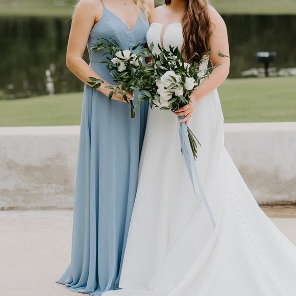 Azazie Everleigh dusty blue dress - Picture 3 of 3